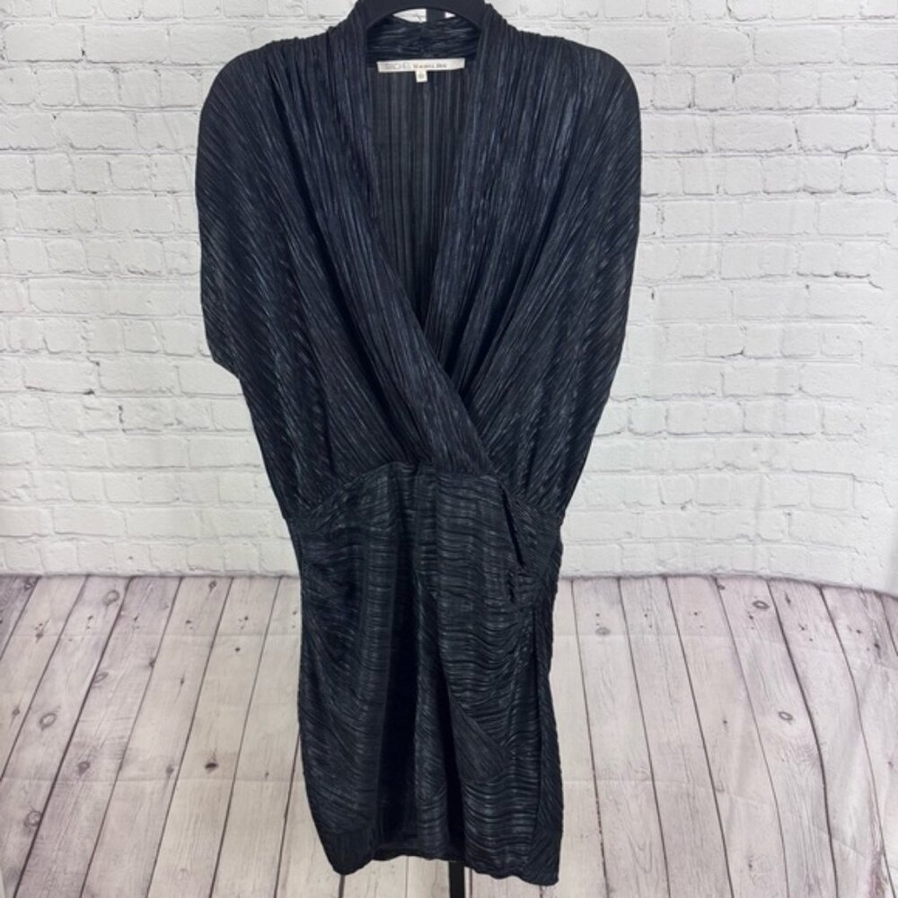 RACHEL Rachel Roy Metallic Faux Wrap Cocktail Black Dress Size Large